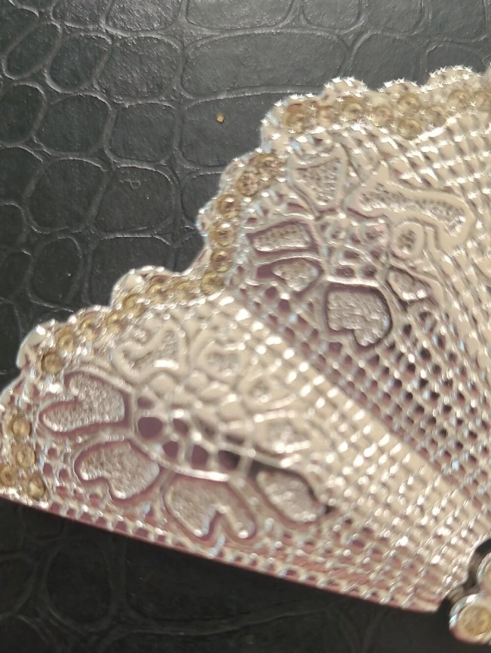 Dior Gold Filigree Fan Brooch with Clear Crystals